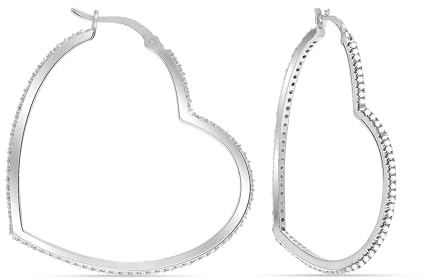 LeCalla 925 Sterling Silber Klassische Liebe Herz Creolen Ohrringe für Frauen