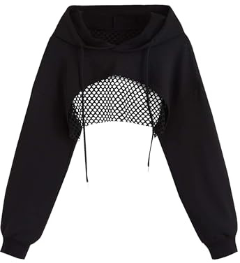Remidoo Women Super Crop Top Pullover Sweatshirt Long Sleeve Drawstring Hoodie