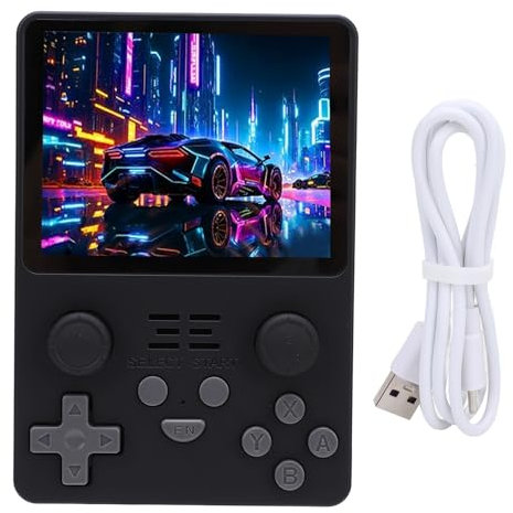 RGB20S Retro-Handspielkonsole, 3,5-Zoll-IPS-Bildschirm, Dutzende Emulatorsysteme, Tragbare Videospielkonsole mit 16 GB und 128 GB Kleinen Speicherkarten (Black)