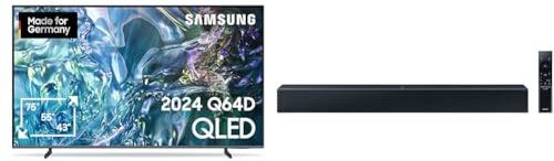 Samsung QLED 4K Q64D Fernseher 65 Zoll, Smart TV, Deutsches Model mit HW-C410G Soundbar inkl. integriertem Subwoofer