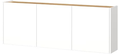 Lomadox Flurschrank Schuhschrank 138cm in weiß mit Eiche ideal für schmale Flure, B/H/T ca. 138/52/25 cm