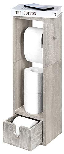 Meuble de rangement en bois rustique pour papier toilette avec étagère Gris