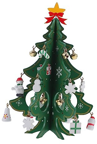CIYODO Encantador Árbol De Navidad De Madera Mini Árbol De Navidad Adorno Decorativo 3D Decoración Navideña para El Hogar