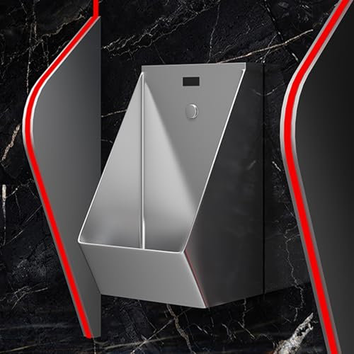 Urinoirs pour Hommes pour Toilettes, Urinoir Mural en Acier INOX, Urinoir à Capteur Automatique, Urinoir Anti-Débordement, pour Les écoles, Lieux Publics, Intérieur(Silver)