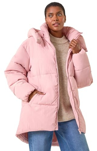 Roman Originals Oversized Padded Hooded Coat for Women UK - Ladies Everyday Autumn Winter Funnel Neckline Comfy Soft Evening Vacation Work Party Night Out