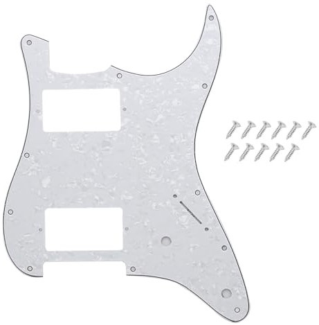 DIAO79NI Pro 11 Loch HH Gitarre Strat Pickguard Humbucker für amerikanische/mexikanische Fender Standard Stratocaster Modern Style, White Pearl, 4-lagig