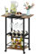 3-Tier Bar Cart, Bar Drinks Trolley on Wheels, Tea Serving Trolley for Home, Garden & Kitchen Storage, Indoor & Outdoor Cocktail Alcohol Catering Trolley for Dining Living Room, Vintage Black&Wood