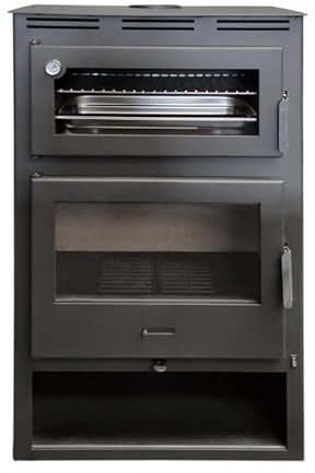MF Stufa a Legna con Forno e Turbine Nadia 13,4 kW con Visione Panoramica, Forno Refrattario e Controllo Digitale - Include 2 Turbine, Termostato e Telecomando a Distanza
