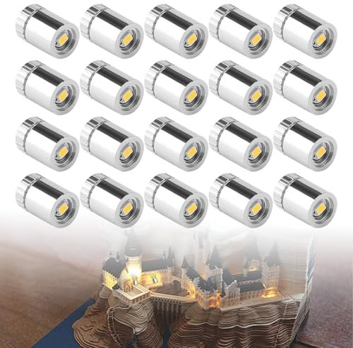20Pcs Mini LED Lights, DIY Miniature Light for Crafts Stationery Bottom Rotating Battery Light for Paper Lantern Party Decoration Crafts Dollhouse Accessories (Warm White Light)