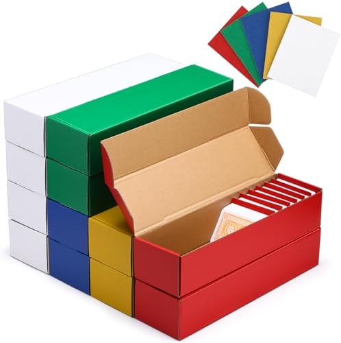 Marspark 12 Pcs Trading Card Storage Boxes with Dividers & Labels 1000 Count Corrugated Cardboard Baseball Cards Storage Boxes Collectible Collection Cases for Sports, TCG, Baseball and More