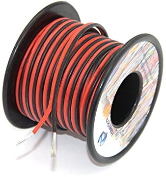 Silikonkabel,Elektrische Leitungen 16 AWG Silikon Elektrischer Draht 2 Leiter Paralleldrahtleitung 18m [schwarz 9m rot 9m] Ankleider an Sauerstoff verzinnt Kupfer