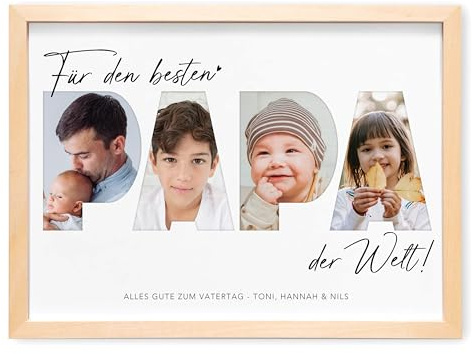 DEL MÀ Unique & Personal Geburtstagsgeschenk Papa Vatertagsgeschenk personalisierte Fotocollage Vater Fotogeschenk Vatertag Geschenk zum Geburtstag (mit oder ohne Rahmen)