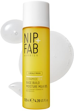 Nip+Fab Ceramide Fix Moisture Milk, 8% Milky Toner, 125 ml | Hydrating Milky Liquid, Niacinamide and Ectoin Formula, Skin Barrier Repair, Fragrance-Free Vegan Skincare, Made in the UK