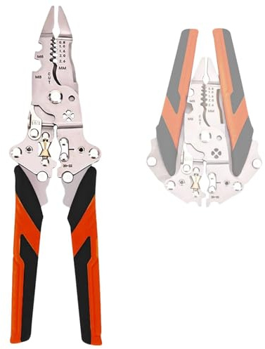 LIUYIDM Pince a Dénuder Automatique Avec Testeur de Tension Denudeur Cable Electrique Pince à Dénuder Multifonction 9 en 1 Pince a Denuder Electricien Pince Coupante, pour Serrer Couper les Fils