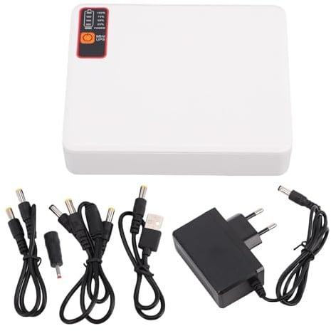 Eujgoov 12000 MAh, Kleine USV, 5 V, 9 V, 12 V, Unterbrechungsfreie Stromversorgung mit Mehreren Ausgangsanschlüssen, USB Typ C, für Router, Modem, Überwachungskamera, Smartphone (EU-Stecker)