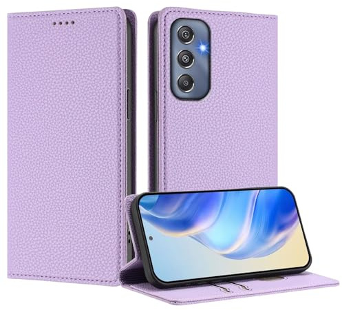 Cover per Samsung Galaxy M34 5G, Custodia Flip Pelle Leather Portafoglio Magnetica Libro [Slot Schede], Silicone TPU Bumper Wallet Supporto Cover, Antiurto [Kickstand] (viola)