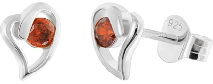 trendor Damen Ohrringe 925 Silber Ohrstecker Herz Rot 21404-07