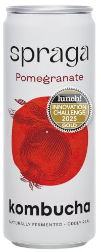 Spraga Kombucha Pomegranate | Organic Live Cultures Drink 330ml x24 | Gold award winner at Lunch! Innovation Awards 2025, bold pomegranate kombucha with live SCOBY and low in sugar