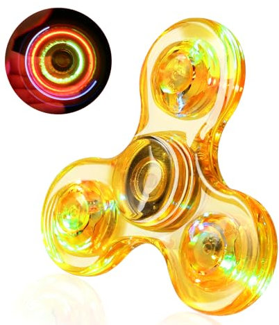 SCIONE Fidget Giocattoli Luminoso Fidget Spinner per Bambini LED Cristallo Ansia Anti-Stress Autismo Fidgets Migliore edc Giocattoli a Mano Giallo