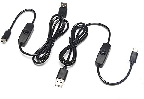 AptoFun 2X câble d'alimentation USB/Type-C avec Bouton Marche/arrêt pour Raspberry Pi 4B, Micro:bit et Aussi Smart Phone avec Interface Type-C