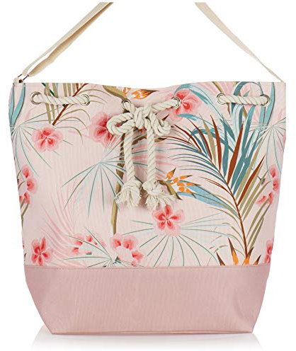 com-four® Große Strandtasche - Moderne Pooltasche für Strandutensilien - Damen-Shopper zum Einkaufen - Umhängetasche für Strand, Pool, Urlaub (pink - floral)