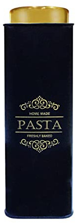 Nobel - Vintage Home Tea Sugar Coffee Biscuits Bread Pasta Canisters with Gold Coloured Lid -Black (Pasta)
