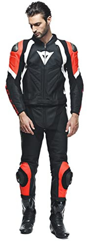 Dainese Avro 4 2-Teiler Motorrad Lederkombi (Black/Red/White,54)
