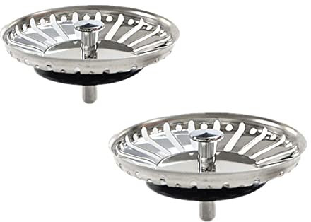 Cheeroyal Tapón colador de fregadero de cocina de acero inoxidable, 84 mm (2)