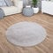 TT Home Wohnzimmer Teppich Kurzflor Anti-Rutsch Rückseite Unifarben Modern Waschbar, Farbe: Grau, Größe:120 cm Rund