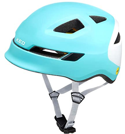 KED Unisex Jugend POP Fahrradhelm, Iceblue White, S | 48-52cm