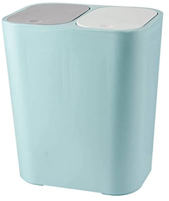 Poubelle de tri avec couvercle à pression - Se place sous le comptoir de cuisine, bureau/salle de bain - 2 ouvertures - Petit format - 12 l (bleu)