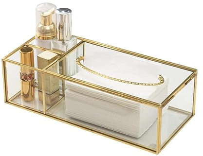SLHEQING Caja para Pañuelos de Papel, Funda para Caja de pañuelos Dorada Dispensador de pañuelos Rectangular para el salón, mesa de café u Oficina
