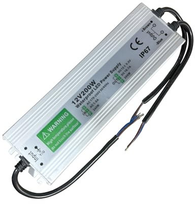 LEDSone IP67 12V Wasserdichte LED Driver Stromversorgung Transformator AC90V-240V / DC12V Power Converter für LED-Streifen oder andere LED-Beleuchtung - Strom. (200W)