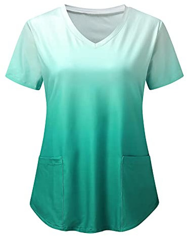 Sizoer Tops De Mujer Uniforme De Trabajo Camisa Top Elegante Ropa con Cuello V Ropa De Trabajo Estética Bata Pullover Sweatshirt Casacas Sanitarias para Veterinaria Hospital Limpieza y Empleada Hogar