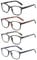 JM 4 Pack Square Reading Glasses, Spring Hinge Readers for Men Women, Mxied Color +2.25