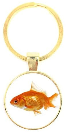 Schlüsselanhänger Glas - Goldfisch, golden