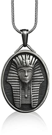 Bysilverstone Schmuck – Pharao König Tutanchamun Sterling Silber Anhänger, Pharao König Tut Anhänger Halskette, Ägyptischer Pharao Anhänger, Ägyptische Pharao Halskette
