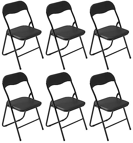 LeChamp Klappstuhl, Metall Kunstleder, Schwarz, 6 pcs