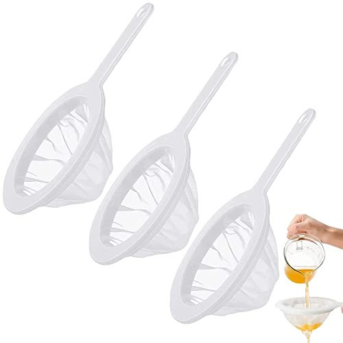 RZMZBY 3 pièces Passoire à Mailles Fines Passoire en Nylon avec poignée 100/200/400 Mesh Passoire à Entonnoir Passoire de Cuisine réutilisable pour jus, vin, Lait, Lait de soja Filtration