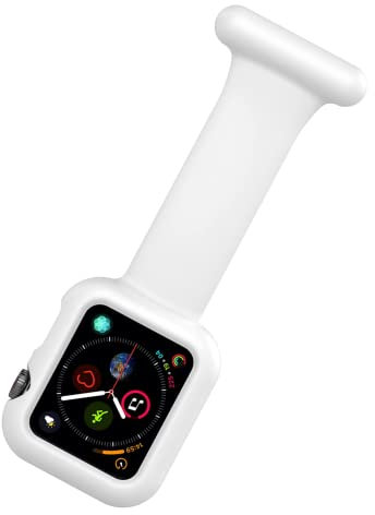 Apple Watch Straps Nurses Fob, for Nurses Doctors Healthcare Paramedics Brooch, Silicone Pin Fob, 2 in 1 Infection Control Design for iwatch Series 7, 6, SE,5,4,3,2,1 (42/44/45mm) White