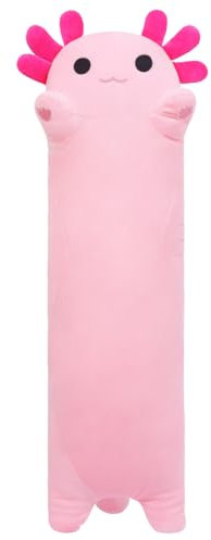 SNOWOLF Gefüllte Axolotl Lange Kissen Plüsch Tier Spielzeug Weiche Kawaii Stuff Kuscheltier Spielzeug Entzückende Umarmung Kissen für Kinder (90cm, rosa)