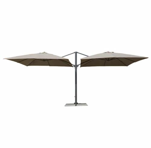 Decor Space Archimede Doppel-Sonnenschirm mit zentralem Mast, 6 x 3 m, aus Aluminium, für Bar und Restaurant, Taupé, Groß