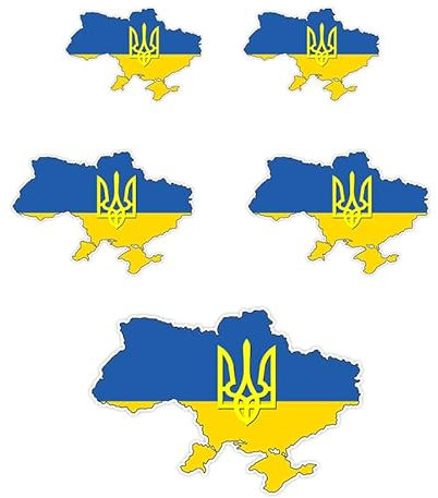 AeRko 5 PCS Vinyl Decal Ukraine Flag Trident Map Ukrainian Car Sticker on Bumper Rear Window Laptop