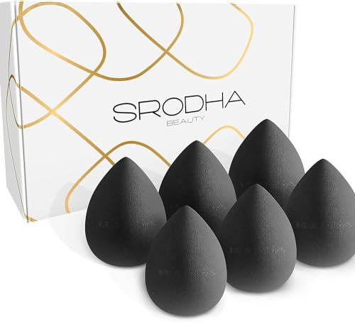 SRODHA Beauty Make Up Sponges Set | 6 Piece Pack | Liquid Makeup Blender Sponge Sets | For Blending Face Complexion Foundation Concealer Cream Products Powder (Teardrop Black)