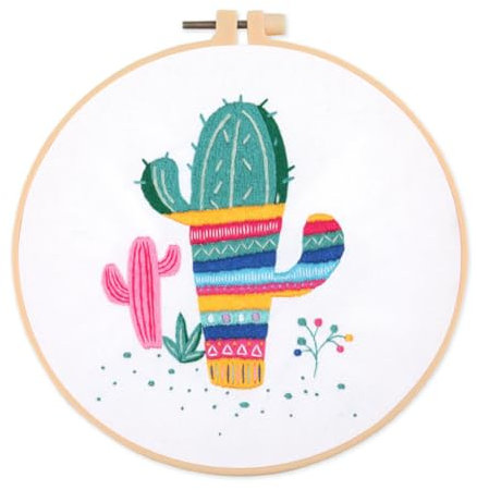 Awesocrafts Embroidery Kit, Cactus Full Range of Embroidery Starter Kits for Beginners Adults Kids DIY Cross Stitch Handmade Easy Patterns (Cactus)