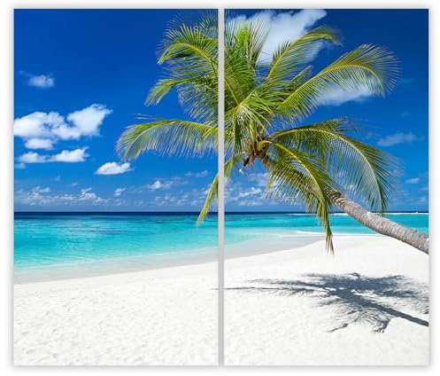 SMTDeco Herdabdeckplatte Ceranfeld Abdeckplatte Herdabdeckung Herdplatten Abdeckungen Induktionskochfeld 2 x 30x52 cm 2-tlg. Strand Meer Blau