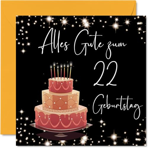 Stuff4 22. Geburtstagskarte für Frauen, Elegant Stilvoll | Alles Gute zum Geburtstagskarten für 22 Jährige Frau Tochter Schwester Tante