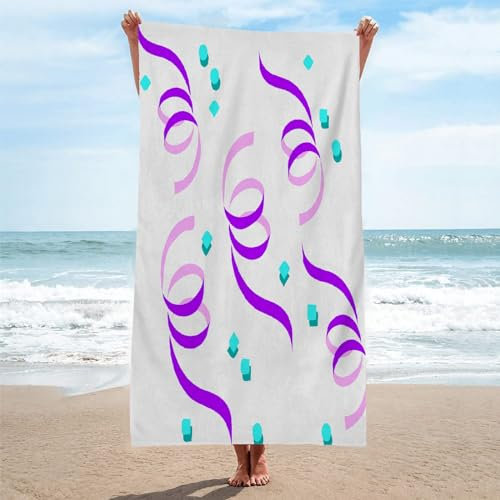 Toalla Playa Blanco Toallas Playa Grande Microfibra Anti Arena Lineas Moradas Playa Toallas para NiñA NiñO Adulto Piscina Toalha de Praia Mujer Hombre 200x200cm