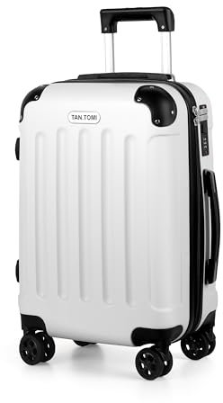 TANTOMI Hartschalenkoffer, Reisekoffer, Handgepäck mit Rollen, Zahlenschloss, Teleskopgriff, Suitcase für Reisen, Geschäft, Dunkelgrau, 3-Stelliges Codeschloss