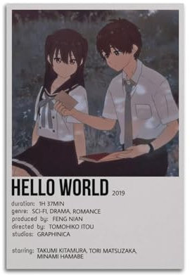 szzmyo Hello World Filmposter, dekoratives Gemälde, modernes ästhetisches Leinwandposter, Schlafzimmer, Kunst, Wohnzimmer, Dekoration, Poster, 30 x 45 cm, ungerahmter Stil